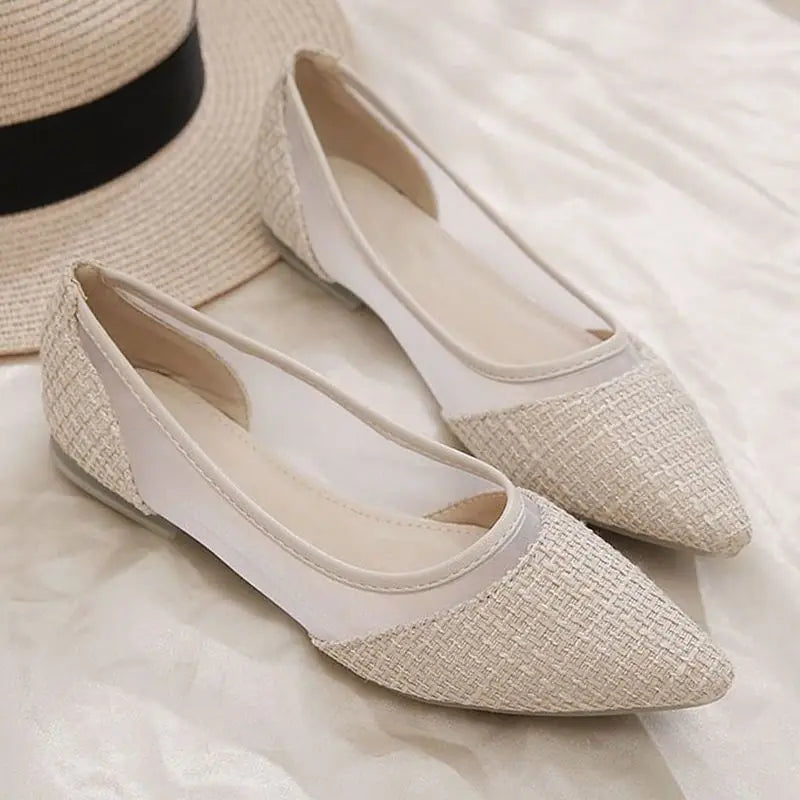 Pointed Toe Shoes for Woman 2024 Women's Summer Footwear Office Flat Flats Black Lastest E Vacation Chic Point Elegant Wholesale