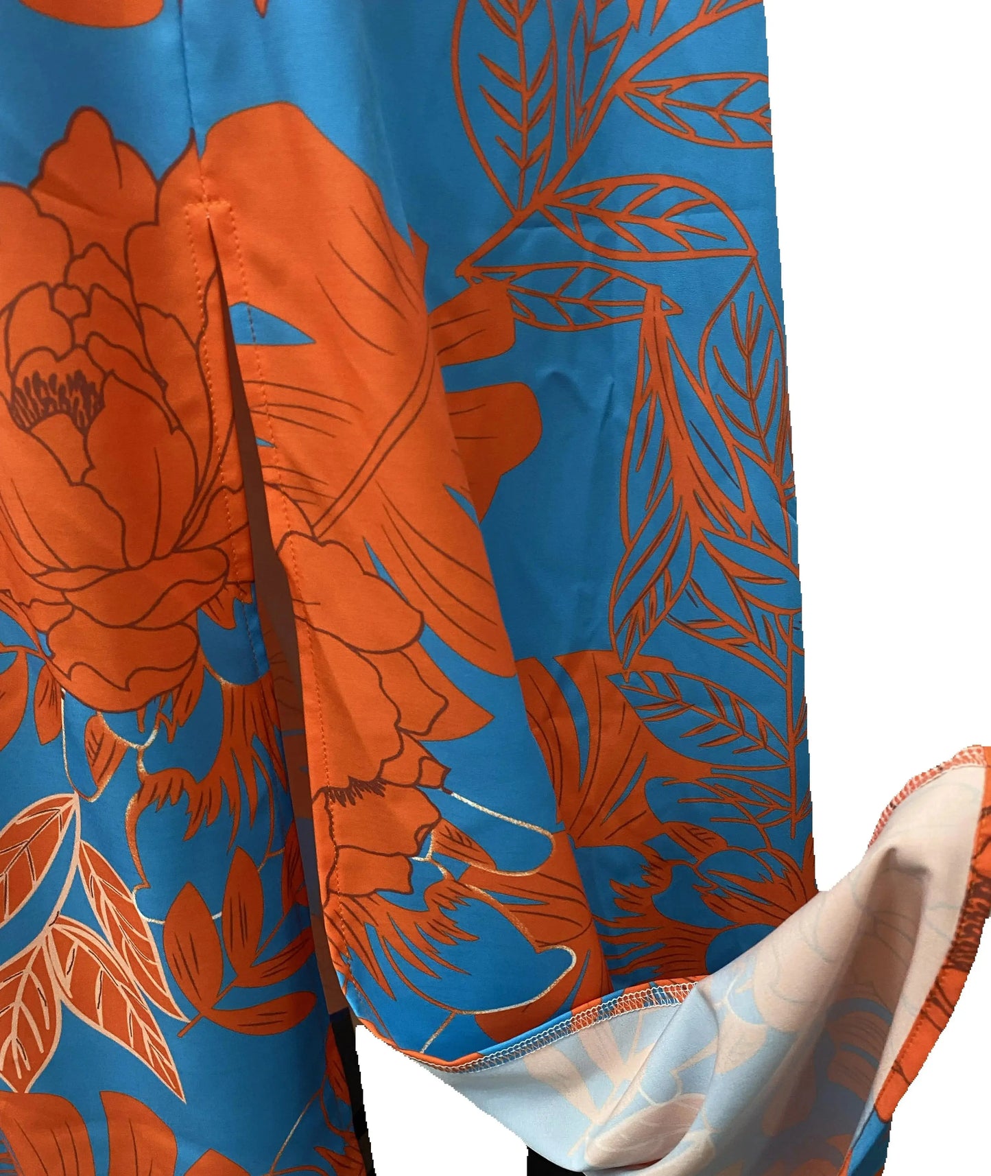 Women's Statement Floral Halter-Neck Side-Slit Short-Sleeve Maxi Dress