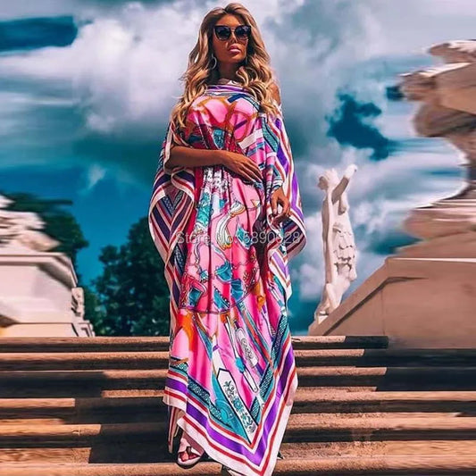 2021 Womens Boho Maxi Floral Dress плать Summer Long Sleeve Dress Women Elegant Neck Holiday Beach Dress Sundress Party Dress