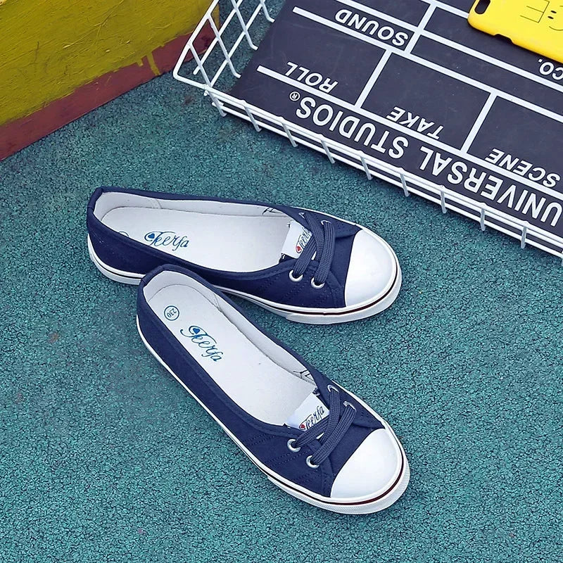 White Shallow Women's Canvas Sneakers 2025 Trend Summer Flats Lightweight Sport Casual Shoes Soft Loafers Zapatillas De Mujer