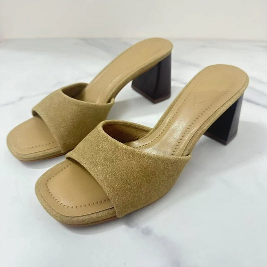 Daily Comfort Block Heels Women Sandals High Quality Suede Summer Sexy Thin Strap Pointed Mujer Sandalias Dress Office Shoes
