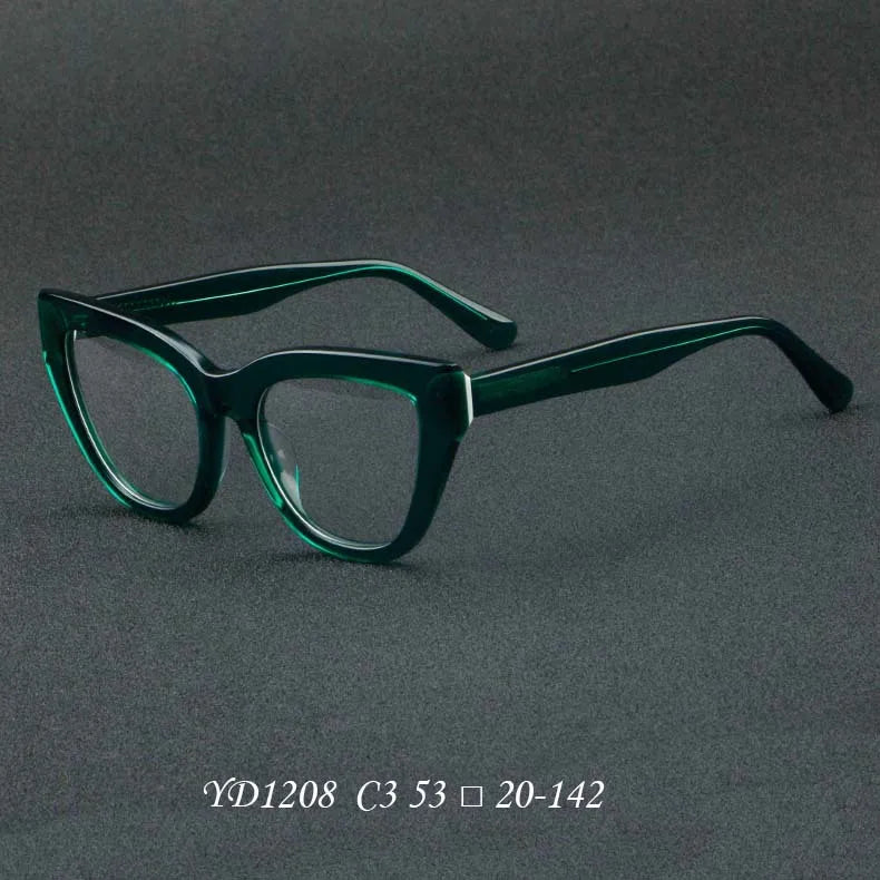 56813 Lady Fashion Green Acetate Glasses Frame Men Retro High Quality Spring Hinge Optical Spectacle Frame Prescription Glasses