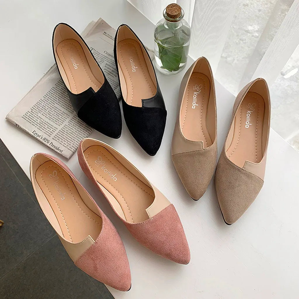 Women'S Pointed Toe Flat Shoes Solid Color Knitted Shoes Casual Breathable Ballet Flats Women Loafers Sneakers Zapatos De Mujer