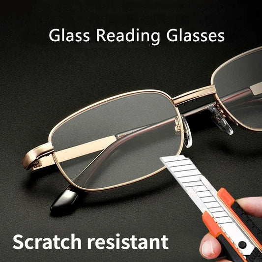 Design Reading Glasses Men and Women Full-frame Alloy Clear HD Lenses Presbyopia Eyeglasses Impact Scratch Resistant 0 ~ +400