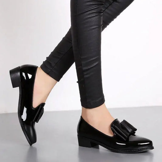 Pointed Toe Women Flats Shoes Bow Women Shoes Patent Leather Casual Single Summer Ballerina Women Shallow Mouth Shoes