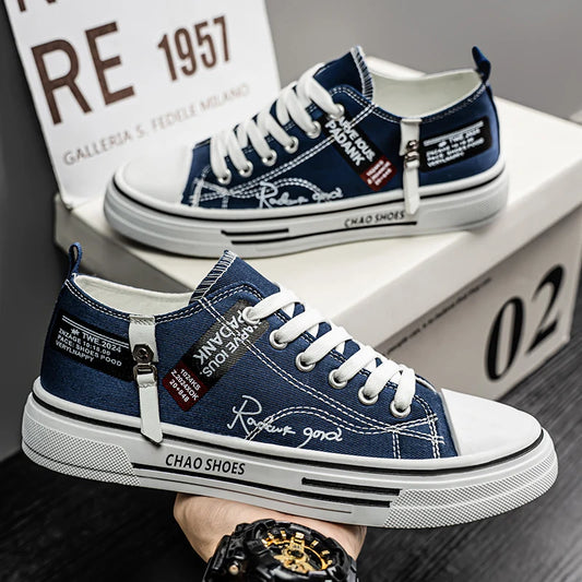 2025 Men's Canvas Fashion Buckled Canvas Sneakers Lightweight and Non-Slip Skateboarding Comfortable Casual Workwear For Men