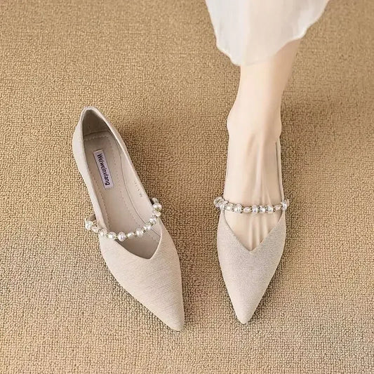 Pointed Toe Shoes for Women Lastest Woman Flats Pearl Wholesale Quick Delivery a Casual High Quality Fashion Beau Today