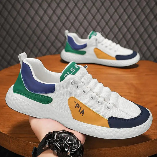 2025 New Canvas Sneakers - Breathable Air Cushion Shoes Chunky Sole Stylish Color-blocked Design for Men Daily Walking
