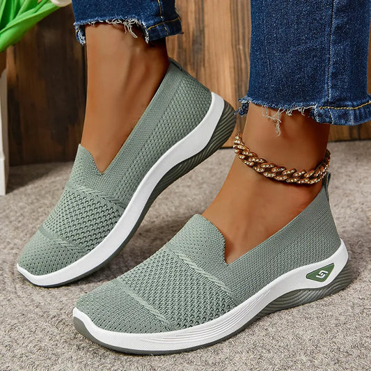 Women's Loafers Knitted Casual Shoes Lightweight Platform Sneakers Breathable Soft Sole Walking Shoes Slip on Wedges Women Shoes