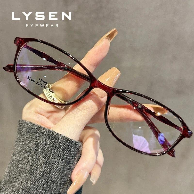 LYSEN Classic Rectangular Reading Glasses Lady Progressive Prescription Glasses Myopia Anti Blue Light Anti-Reflection Eyewear