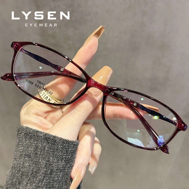 LYSEN Classic Rectangular Reading Glasses Lady Progressive Prescription Glasses Myopia Anti Blue Light Anti-Reflection Eyewear