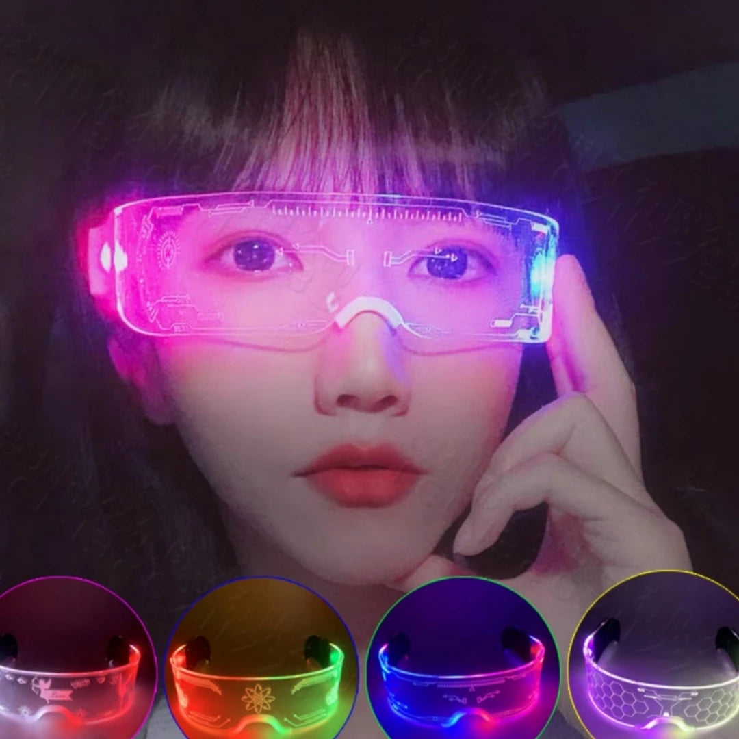 Glowing colorful glasses future sense of science and technology led online celebrity Flash Bar disco sunglasses party glasses.