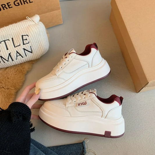 【2025 Best Seller】Women's Chunky Sole White Shoes Platform Sneakers Orthopedic Comfort Slip-On Lace-Up Casual Fashion Sneakers