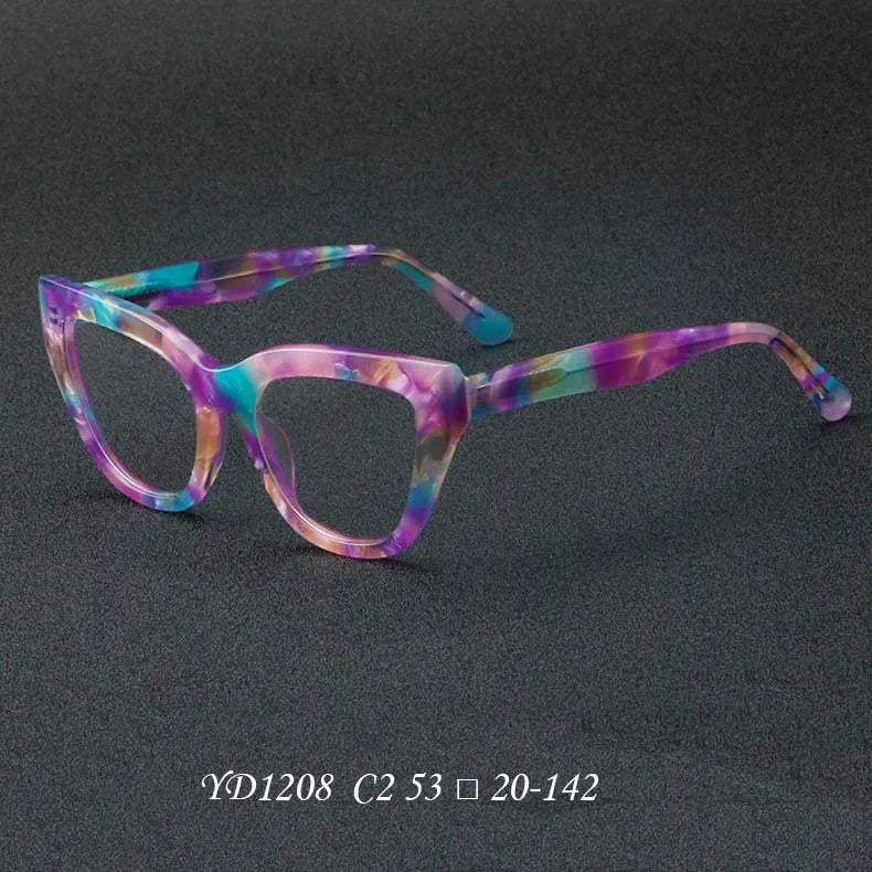 56813 Lady Fashion Green Acetate Glasses Frame Men Retro High Quality Spring Hinge Optical Spectacle Frame Prescription Glasses