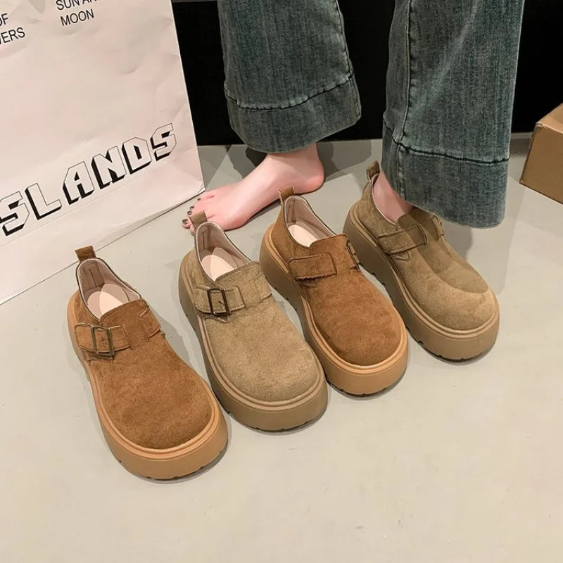 Petite Loafers Cute Slip-On Shoes for Women 2025 New Spring and Autumn Thick Sole Height Increasing Shoes