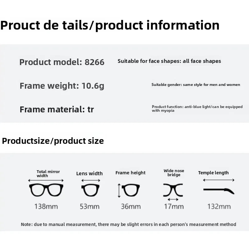 LYSEN Classic Rectangular Reading Glasses Lady Progressive Prescription Glasses Myopia Anti Blue Light Anti-Reflection Eyewear