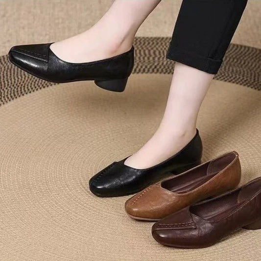 2025 Women's Slip-On Loafers Low Heel Comfort Shoes Breathable Work Flats for Elderly Non-Slip Casual