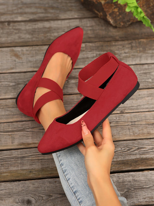Flat Pointed Toe Flats for Women 2025 Spring New Beanie Shoes Shallow Mouth Elastic Strap Casual Women's Shoes