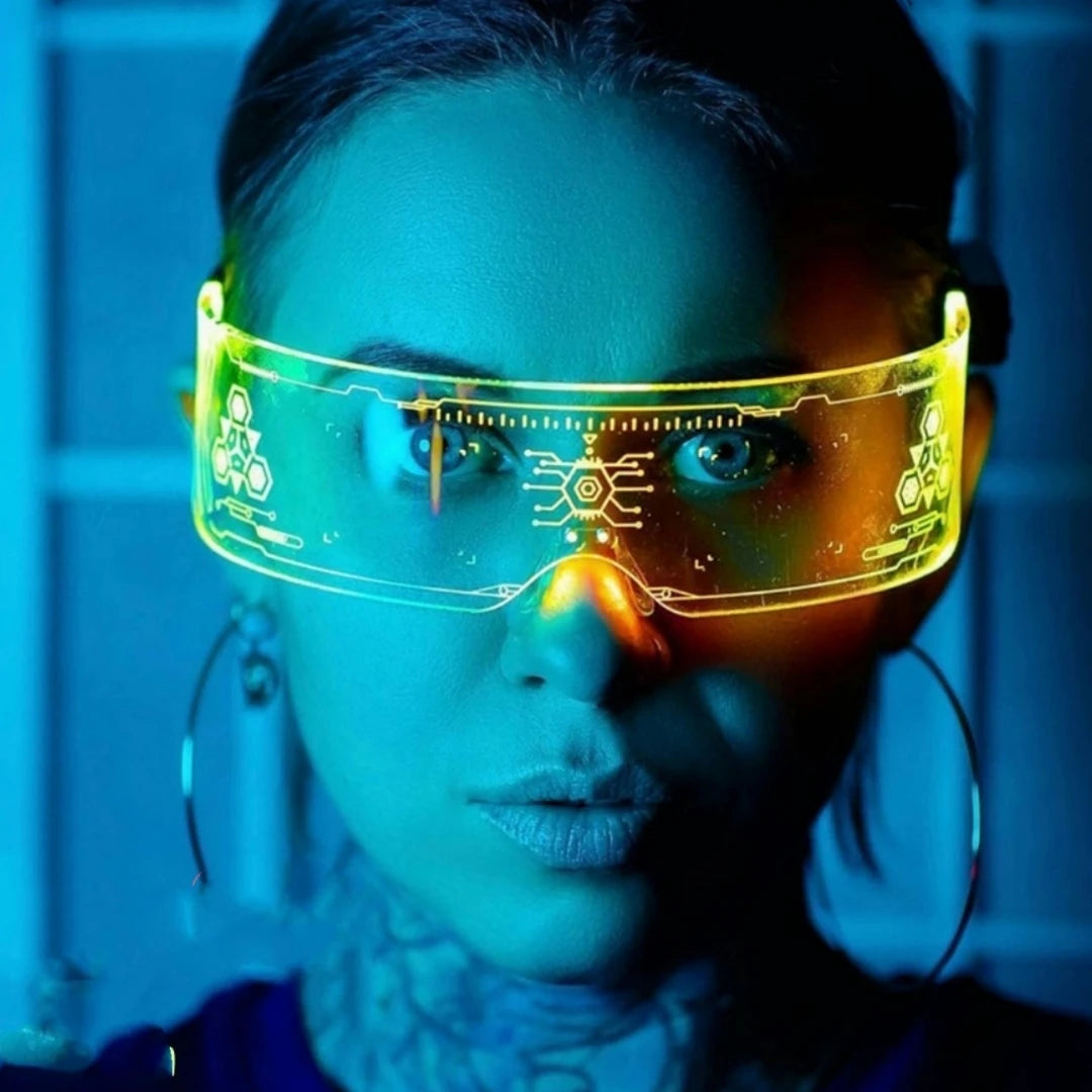 Glowing colorful glasses future sense of science and technology led online celebrity Flash Bar disco sunglasses party glasses.