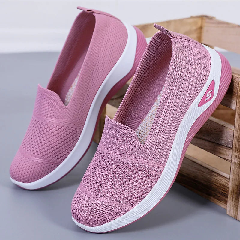 Women's Loafers Knitted Casual Shoes Lightweight Platform Sneakers Breathable Soft Sole Walking Shoes Slip on Wedges Women Shoes
