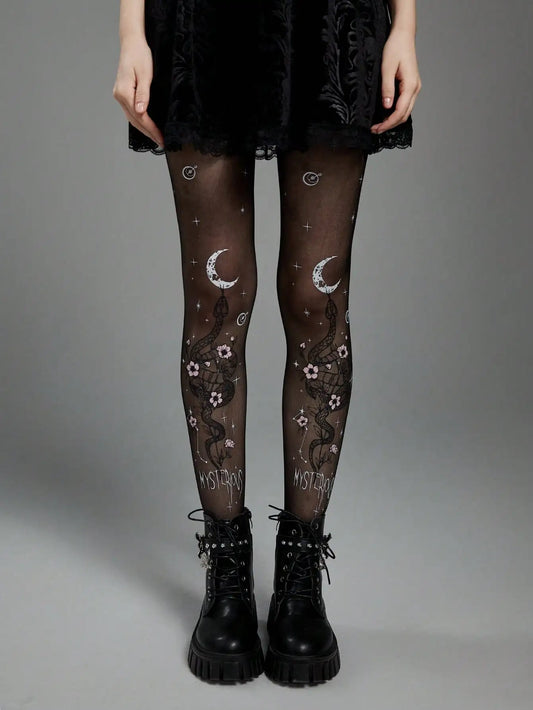 1 pair of fashionable and personalized snake print stockings for women, pantyhose, leggings