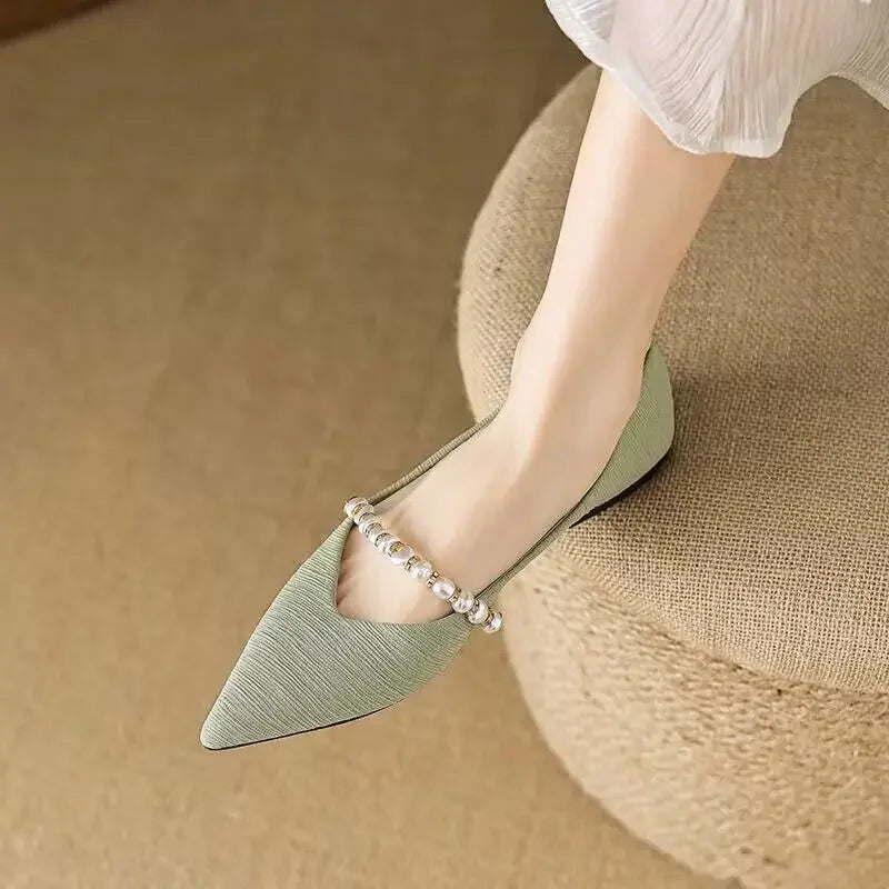 Pointed Toe Shoes for Women Lastest Woman Flats Pearl Wholesale Quick Delivery a Casual High Quality Fashion Beau Today