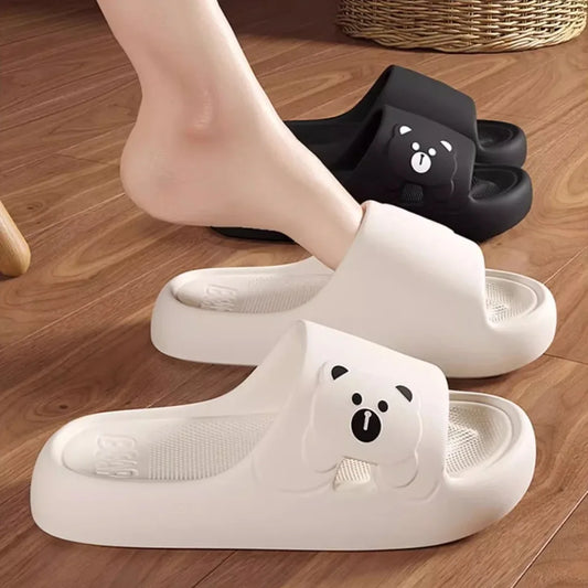 Fashion Women's Slippers Indoor Soft Sole Cartoon Bear Slides Bathroom EVA Outdoor Men Summer Beach Flip Flops Shoes Couple