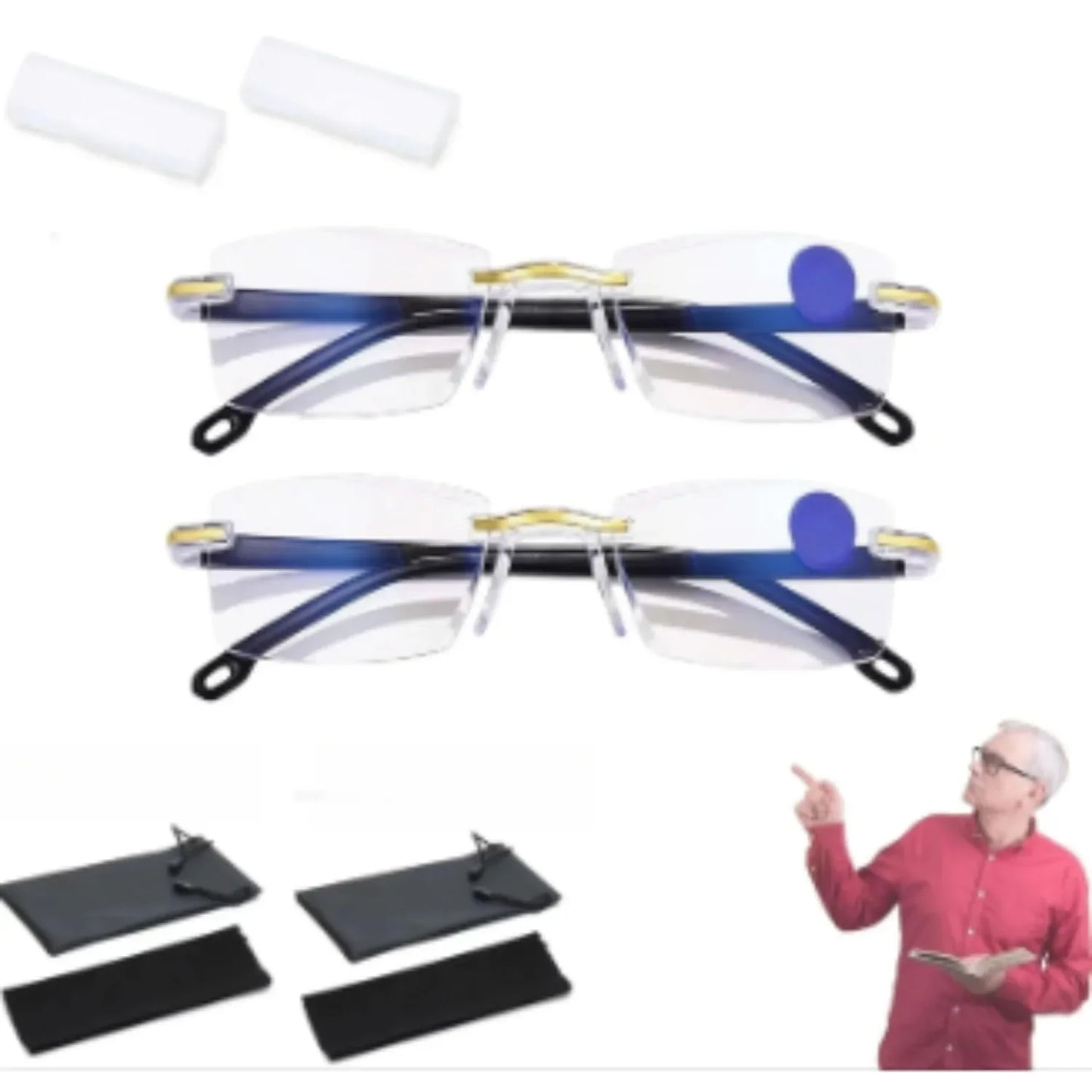 Glasses – Auto-Focus Reading Glasses for Men & Women Anti-Blue Light Intelligent Zoom with Eyeglasses Case Glasses Cloth