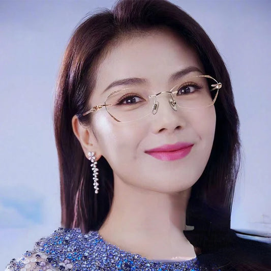 Lady Ultra Light Metal Reading Eyewear Women's Fashion Presbyopic Eyeglasses Diamond Cut Edge Blue Light Reading Glasses Gafas