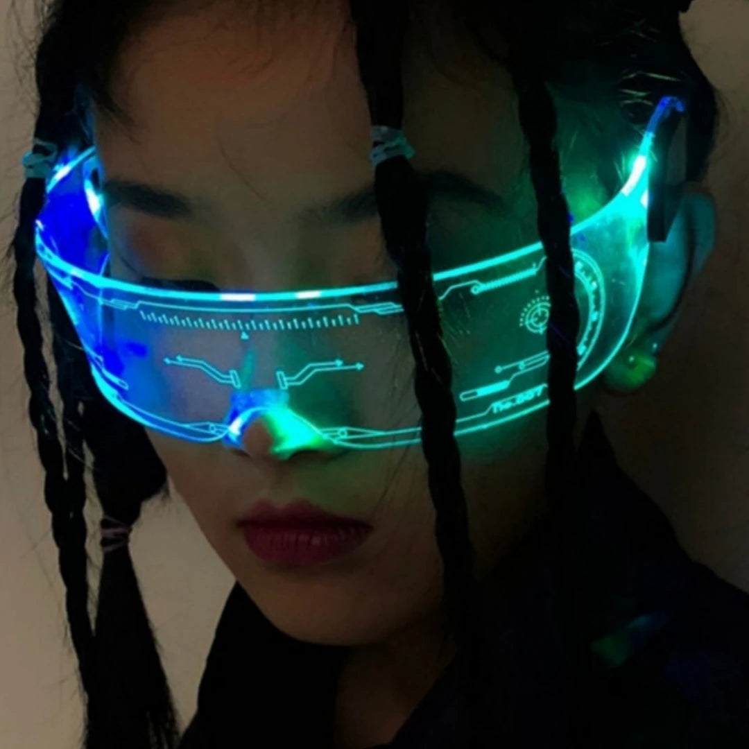 Glowing colorful glasses future sense of science and technology led online celebrity Flash Bar disco sunglasses party glasses.