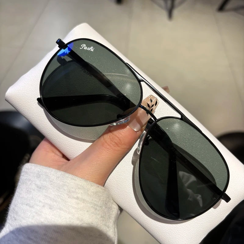 2025 New Glass Sunglasses For Men Fashion With UV Protection Large Frame Refreshing Sunshade For Driving Pilot Style Glasses