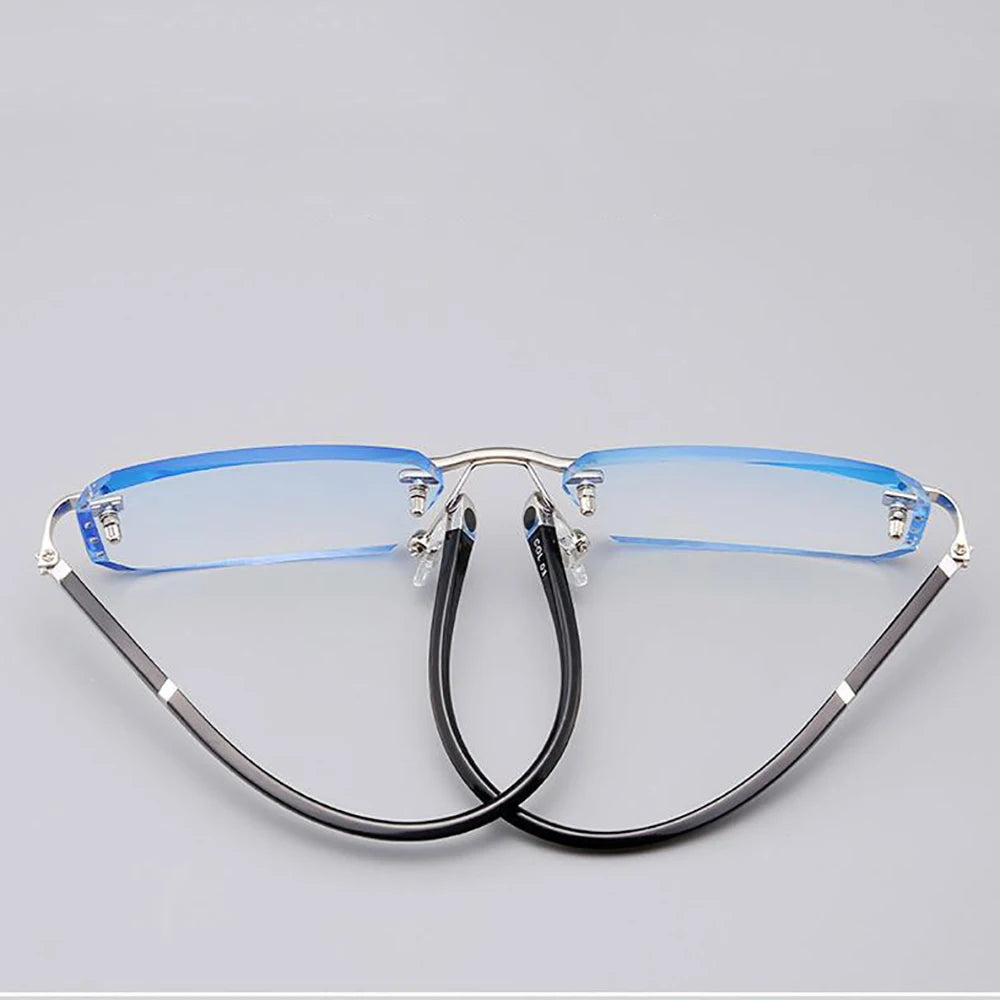 New Cut Edge Presbyopic Glasses Frameless HD Anti Blue Presbyopic Glasses Men's Anti Fatigue Presbyopia Clear Glasses +1.0~+4.0