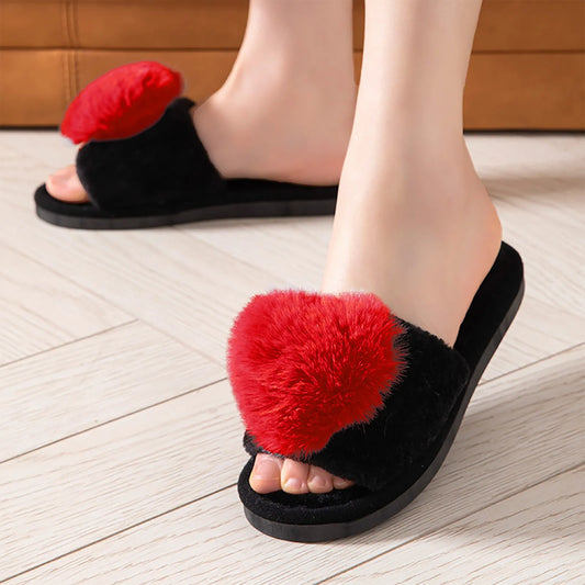 Women'S Slippers Love Plush Cute Home Leisure Slippers Soft And Cute Bedroom Wear Warm And Comfortable For Daily Home