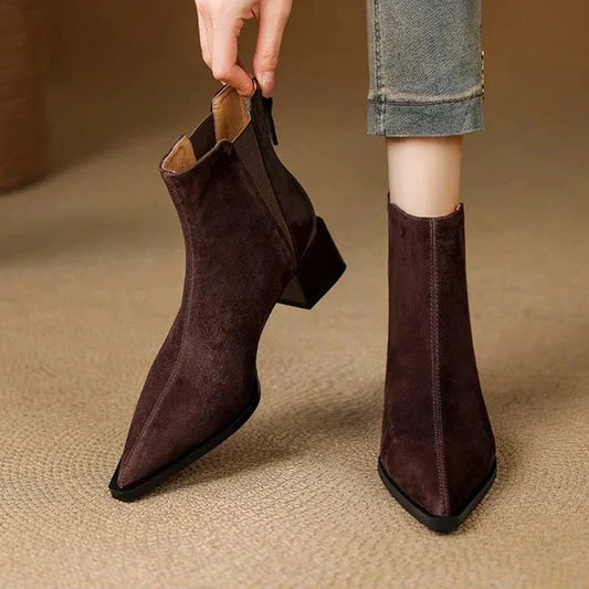 Ankle Boots for Women High Heels Fashion Dress Shoes Chunky Designer Luxury Pumps 2025 Winter New Elegant Short Botas De Mujer