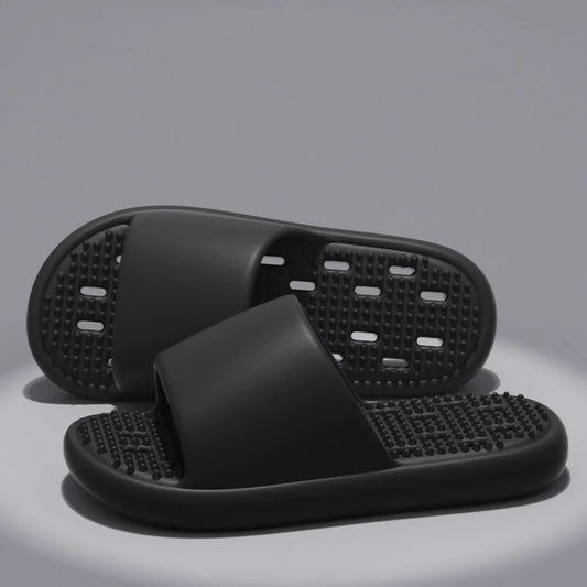 Soft Anti Slip Flat Slippers Anti Odor Hollow Slides Sandals Beachwear Shoes Open-toe Slippers Women Men Indoor