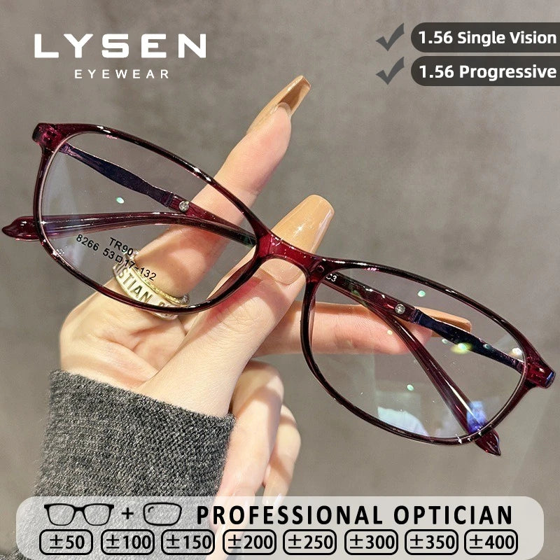 LYSEN Classic Rectangular Reading Glasses Lady Progressive Prescription Glasses Myopia Anti Blue Light Anti-Reflection Eyewear