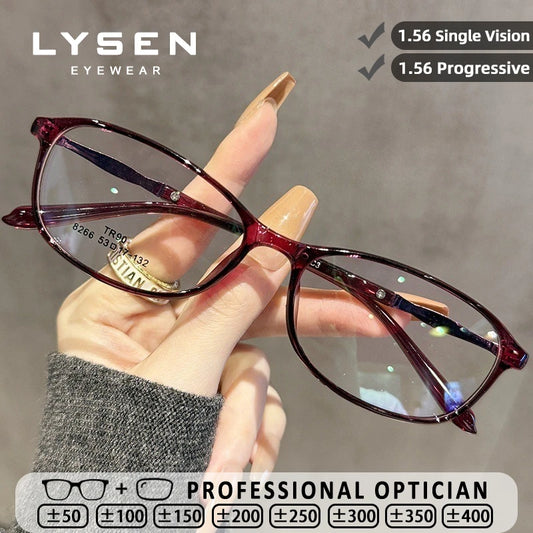 LYSEN Classic Rectangular Reading Glasses Lady Progressive Prescription Glasses Myopia Anti Blue Light Anti-Reflection Eyewear