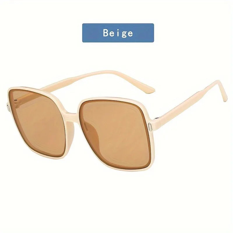 Ladies' oversized square glasses - retro circular gradient fashion glasses suitable for daily photography