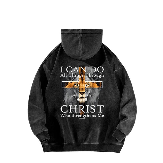 Christian Lion Faith Hoodie 100% Cotton Christmas Gift Fashion Casual Pullover Hoodie Men Women's Hooded Sweatshirt Unisex Top