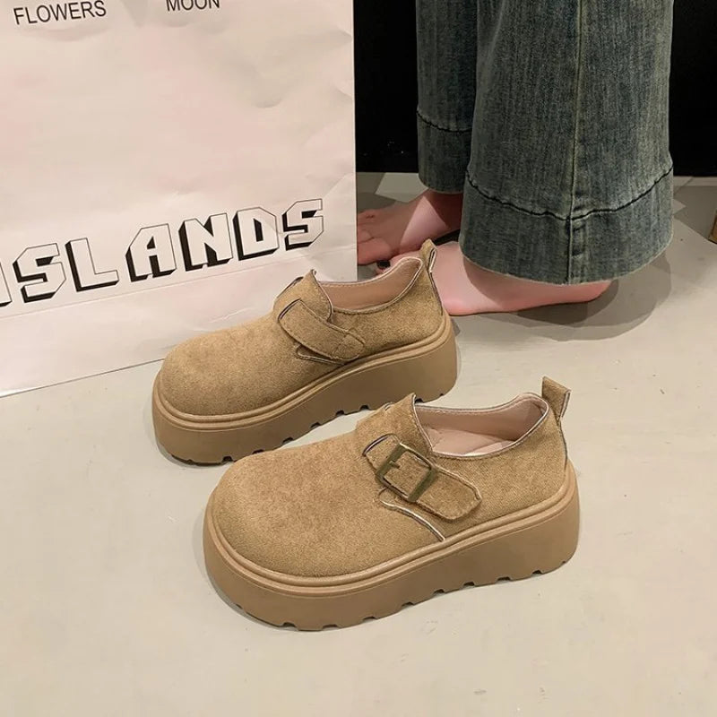 Petite Loafers Cute Slip-On Shoes for Women 2025 New Spring and Autumn Thick Sole Height Increasing Shoes