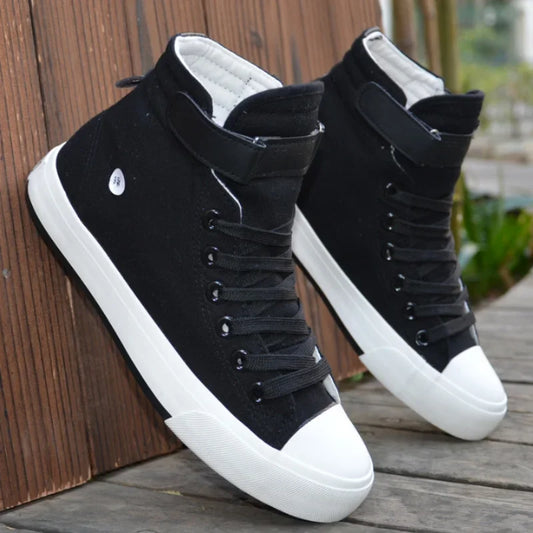 White Canvas Shoe 2025 Summer New Mens Sneakers Fashion Breathable Sneaker Non-slip Flat Casual Men Shoes High Top