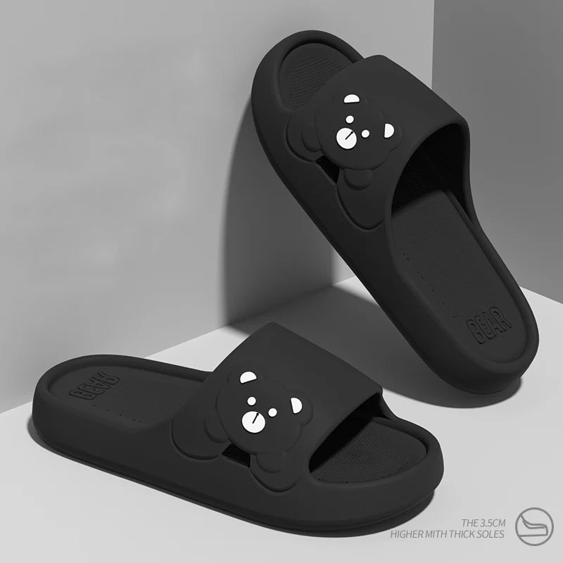 Fashion Women's Slippers Indoor Soft Sole Cartoon Bear Slides Bathroom EVA Outdoor Men Summer Beach Flip Flops Shoes Couple