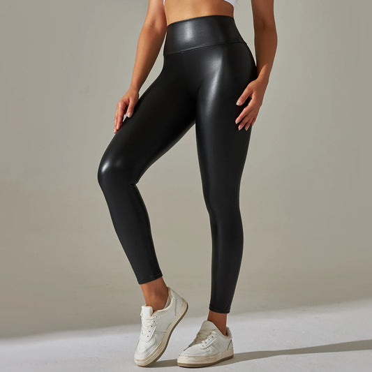 Fashion Black PU Leather Pants Women High Waist Skinny Push Up Leggings Elastic Trousers Jeggings Sexy Faux Leather Leggings