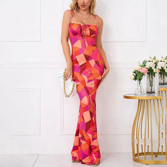 Sexy V-Neck Maxi Dress Elegant Vintage Floral Printed Party Dress Spring Summer Holiday Style Dresses For Womene Vestido