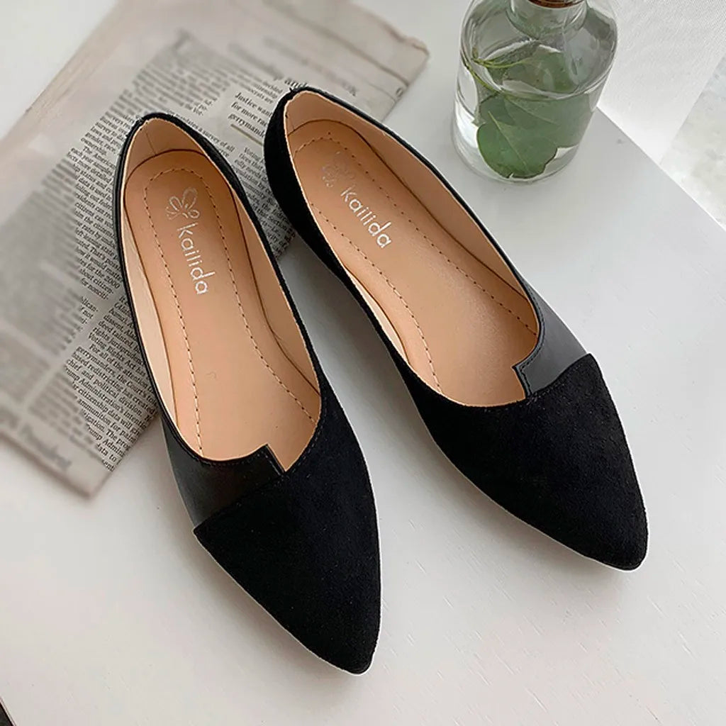 Women'S Pointed Toe Flat Shoes Solid Color Knitted Shoes Casual Breathable Ballet Flats Women Loafers Sneakers Zapatos De Mujer