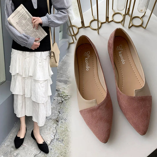 Women'S Pointed Toe Flat Shoes Solid Color Knitted Shoes Casual Breathable Ballet Flats Women Loafers Sneakers Zapatos De Mujer