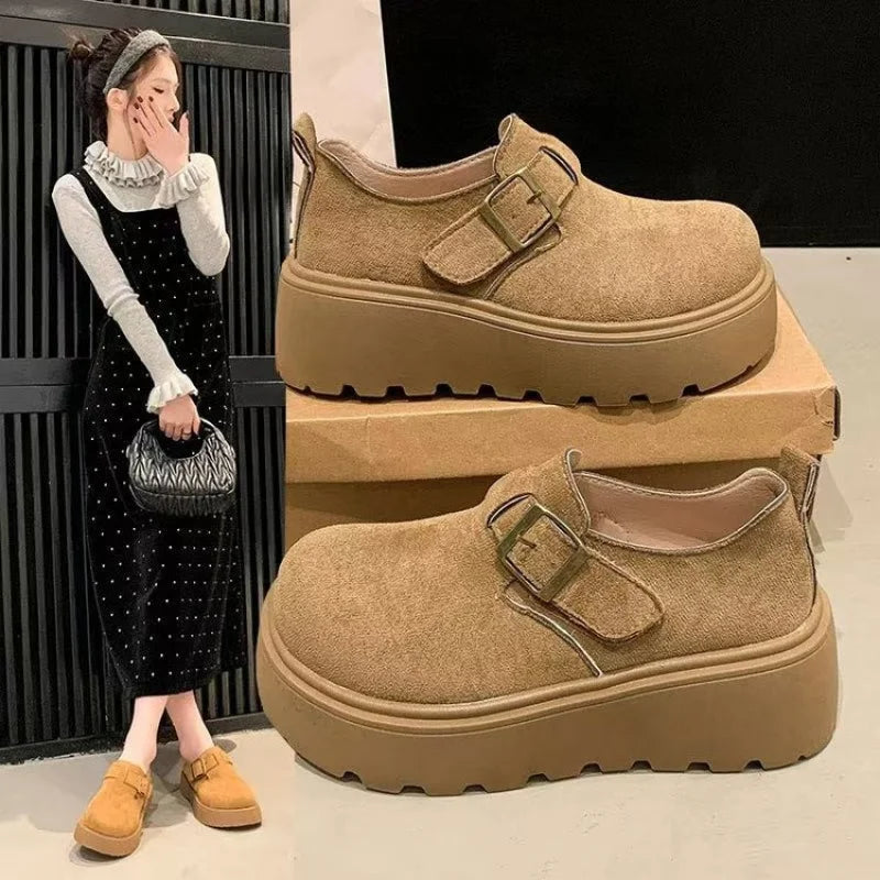 Petite Loafers Cute Slip-On Shoes for Women 2025 New Spring and Autumn Thick Sole Height Increasing Shoes
