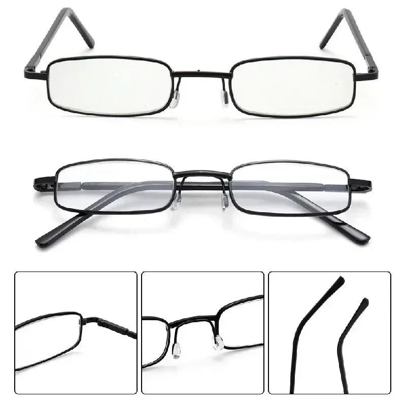 Reading Glasses Anti-blue Light for Men Women Metal Frame Portable HD Pen Holder Ultralight Glasses Eye Protection Goggles