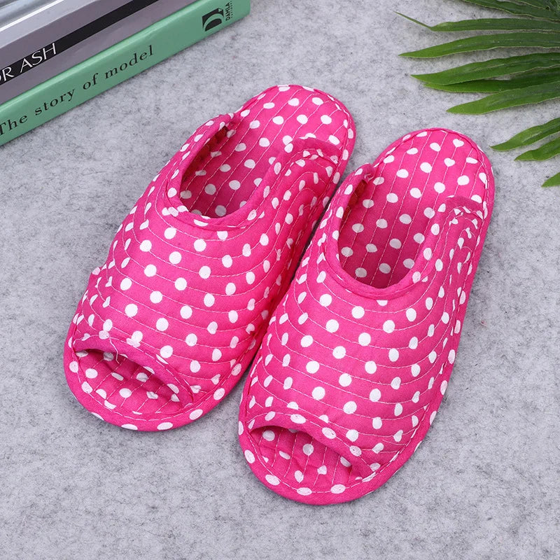 Women's indoor slippers, spring and autumn soft cotton slippers, women's retro floral home bedroom slippers