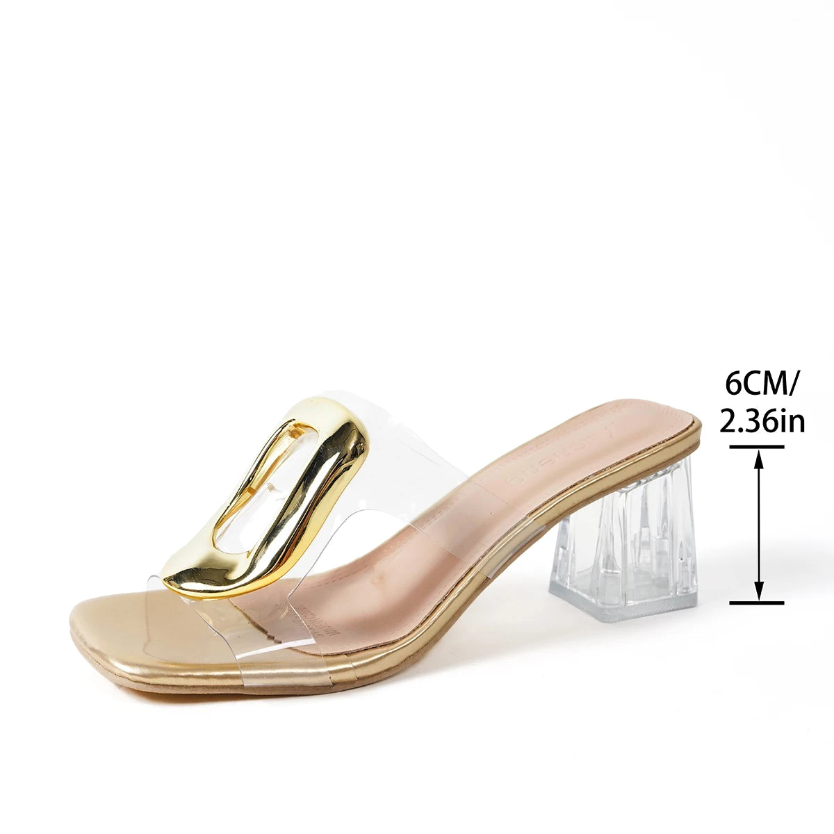 Elegant and Stylish Transparent Block Heel Sandals, Slip-On Comfortable Square-Toe Dress Shoes, Suitable for Weddings